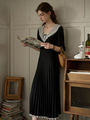 Ellie Square Neck Pleated Viscose Dress