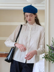 Carter Stand Collar Hollow Lyocell Cotton Blouse