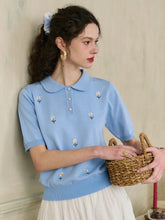 Ellianna Peter Pan Collar Embroidery Blouse