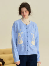 Amabel Round Neck Snowman Wool Cardigan
