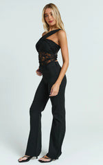 Asymmetrical Black Lace Panel Top