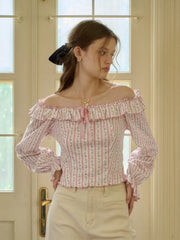 Emmeline Retro V-Neck Trim Contrasting Blouse