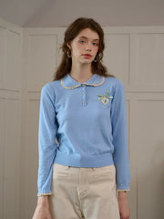 Phoebe Customized Contrast Color Collared Pullover Sweater