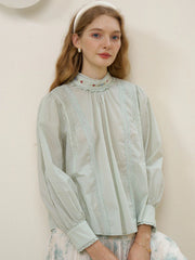 Aylin Mock Neck Embroidered Shirt