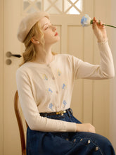 Sarahi Simple Round Neck Embroidery Cardigan