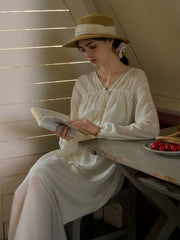 Collins V-neck Floral Embroidered Fringed Dress