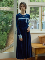 Valerie Round Neck Bow Velvet Dress