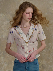 Raven V-Neck Floral 100% Cotton Blouse