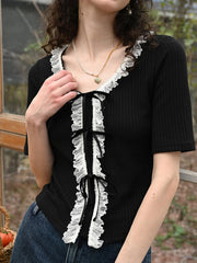 Serbrina V-Neck Lace Cardigan