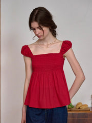 Riley Square Neck 100% Cotton Blouse