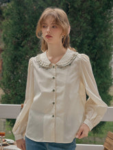 Maren Peter Pan Collar Floral Embroidery Blouse - Apricot