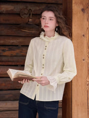 Kaiya Ruffle Collar 100% Cotton Blouse