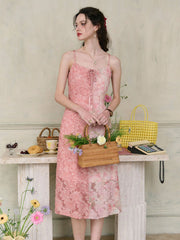 Blaire Floral Contrast Patchwork Bow Square Neck Slip Dress