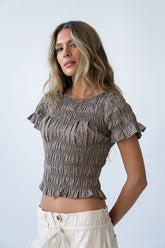 Marta Smocked Blouse in Olive