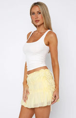 Free Falling Tiered Mini Skirt Lemon