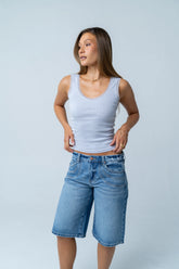 Mackie Lace Trim Tank in Blue