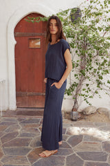 Jaylen Boxy Blouse in Navy