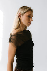 Tracy Mixed Media Top in Black