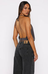 Last Time For Real Halter Top Charcoal