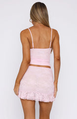 Let's Get Closer Lace Mini Skirt Baby Pink