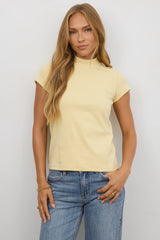 Marley Mock Neck Tee in Yellow