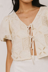 Sylas Embroidered Blouse in Ivory