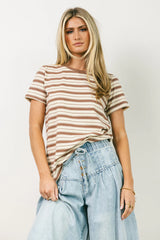 Kelly Striped Tee in Taupe