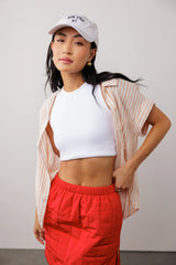 Marie Striped Button Up in Orange