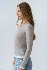 Brinley Layered Top in Heather Grey