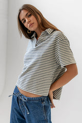 Lucca Striped Top in Grey