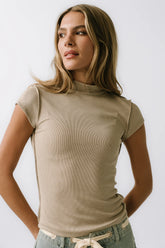 Kimberly Ribbed Top in Oatmeal