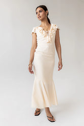 Reese Ruffle Maxi Dress in Ivory