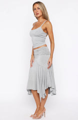Dressing Up Midi Skirt Grey Marle