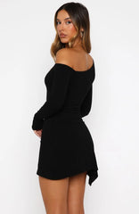 Living In The Moment Long Sleeve Mini Dress Black