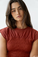 Josey Smocked Top in Brick