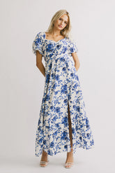 Mellanie Floral Maxi Dress in Blue