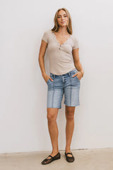 Serena Henley Top in Taupe