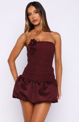 There Was Only You Mini Dress Burgundy Polka Dot