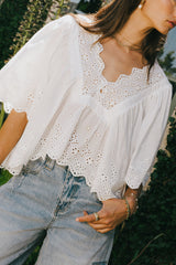 Faye Embroidered Blouse in White