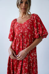 Amy Floral Maxi Dress in Red