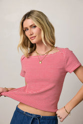 Favor Striped Tee in Red