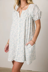 Pattie Floral Babydoll Dress in Blue