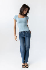 Freya Ribbed Top in Blue