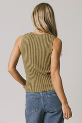 Riley Ribbed Top in Olive