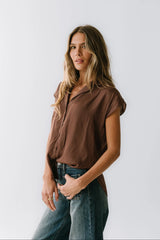 Poppy Collared Blouse in Red-Brown