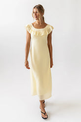 Lydia Ruffle Maxi Dress in Yellow