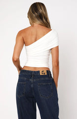 Don't Worry About It One Shoulder Top White
