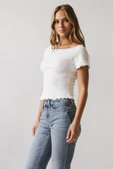 Hannah Lettuce Edge Top in White