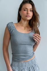 Ace Ribbed Top in Heather Grey