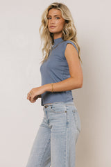 Sunny Mock Neck Top in Blue